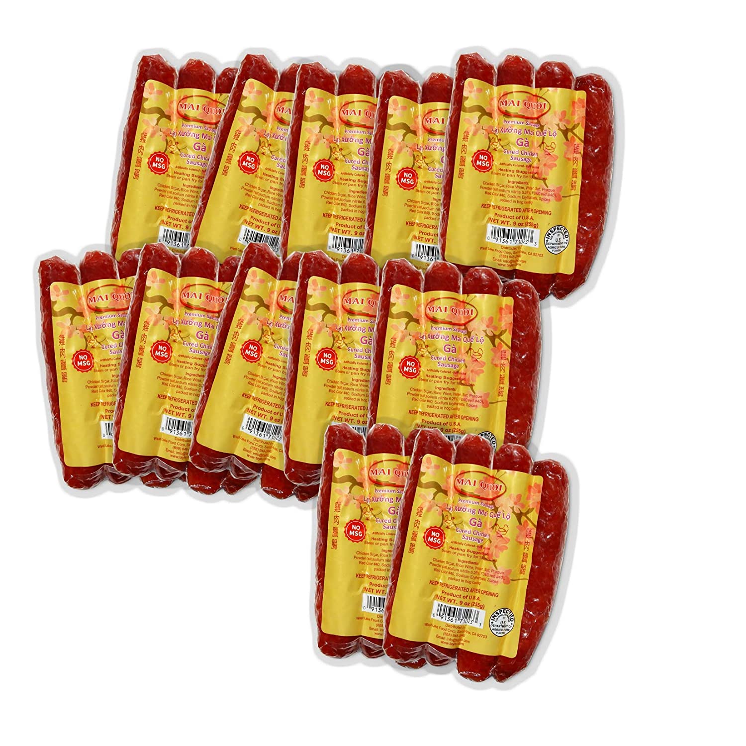 LAP XUONG GA – PREMIUM PORK & CHICKEN CURED SAUSAGE 12 packs (No MSG) – Made In USA…